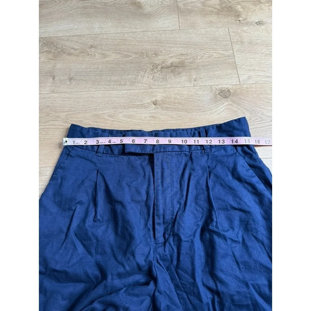 EUC Womens Banana Republic wide leg blue linen cotton blend pants size petite 12